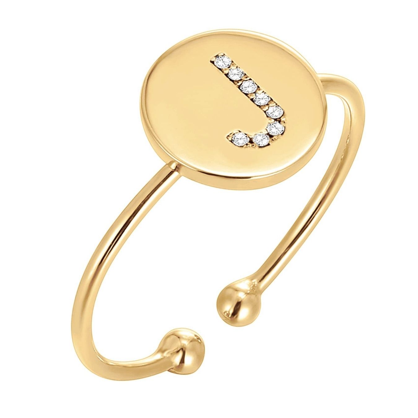 Verstellbarer Initialenring „Goldglanz“