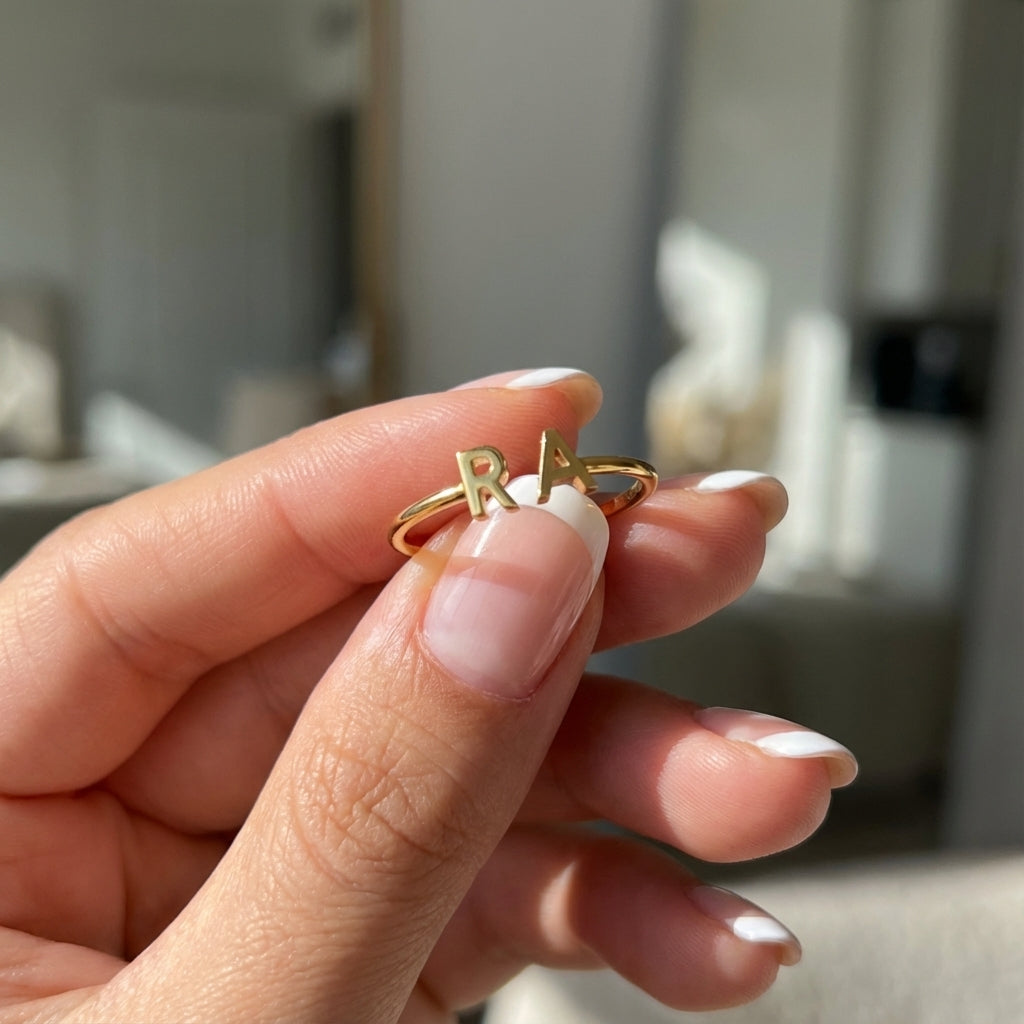 Verstellbarer Initialenring "Doppelmonogramm"