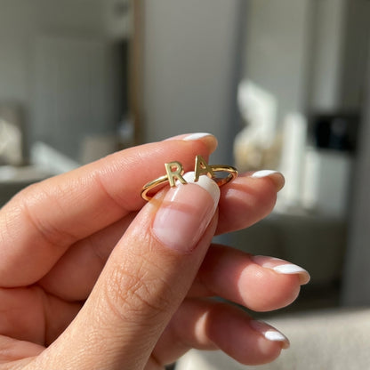 Verstellbarer Initialenring "Doppelmonogramm"