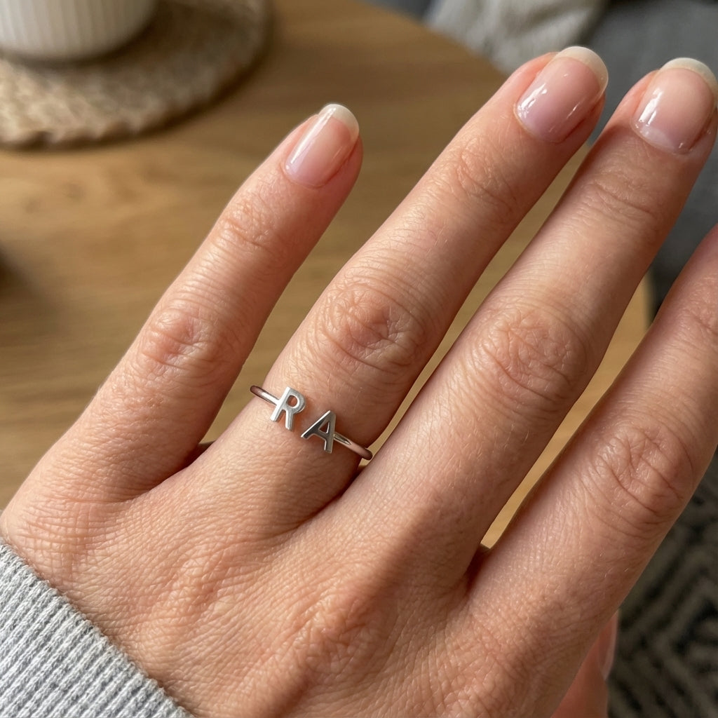 Verstellbarer Initialenring "Doppelmonogramm"