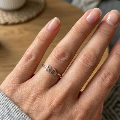 Verstellbarer Initialenring "Doppelmonogramm"