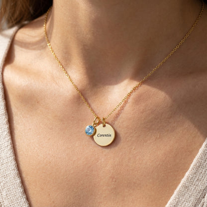 Gravierte Halskette "Geburtsstein-Scheibe"