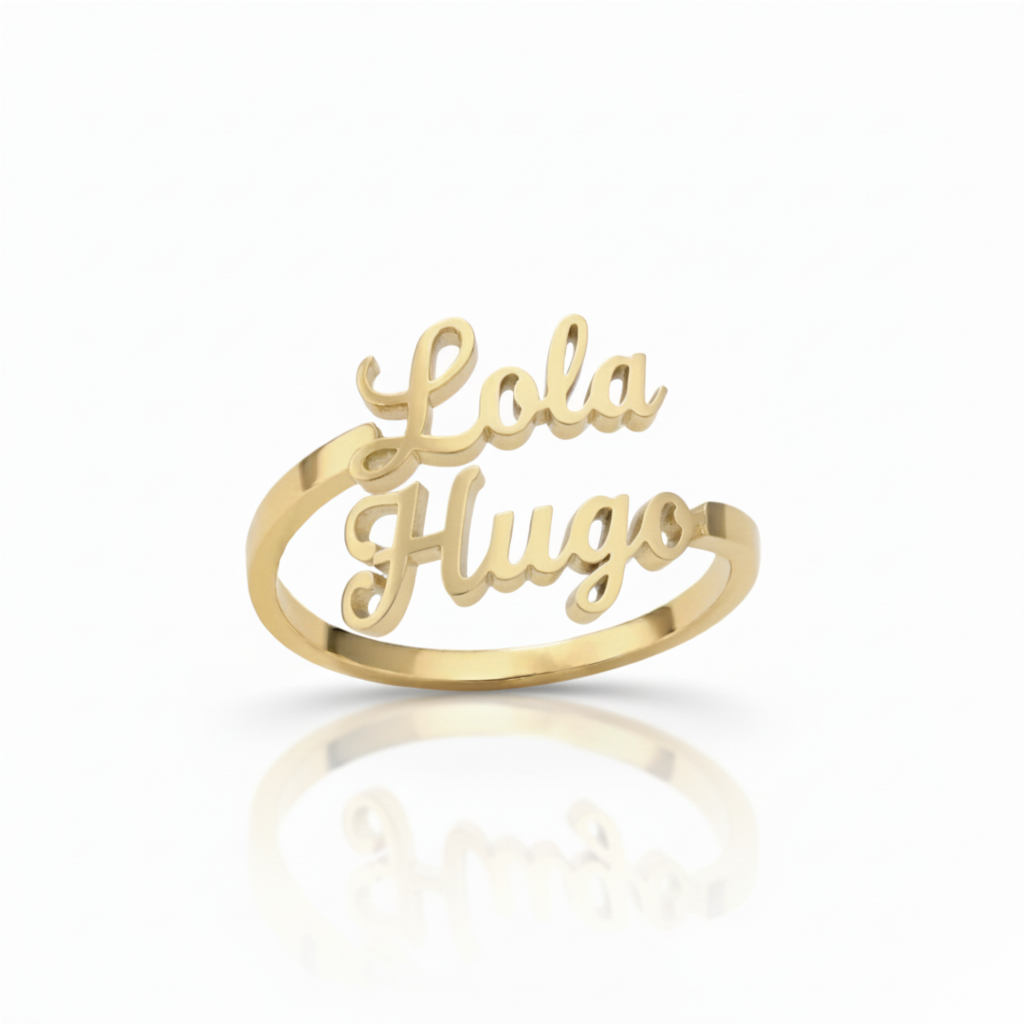 Verstellbarer Namensring "Doppelte Schrift"