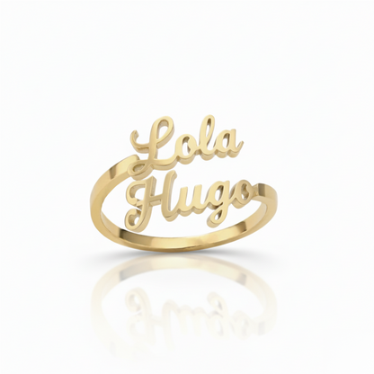 Verstellbarer Namensring "Doppelte Schrift"