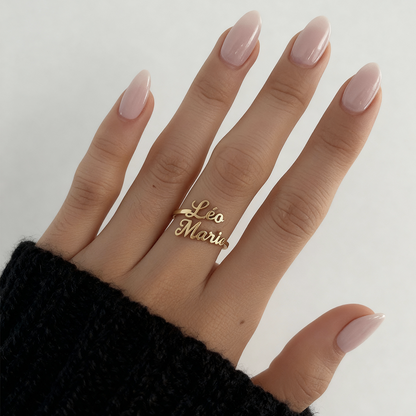 Verstellbarer Namensring "Doppelte Schrift"