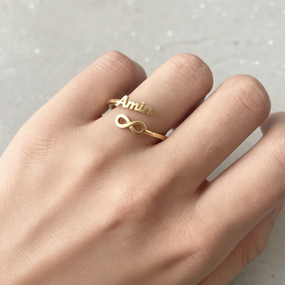 Verstellbarer Namensring "Ewige Bindung"