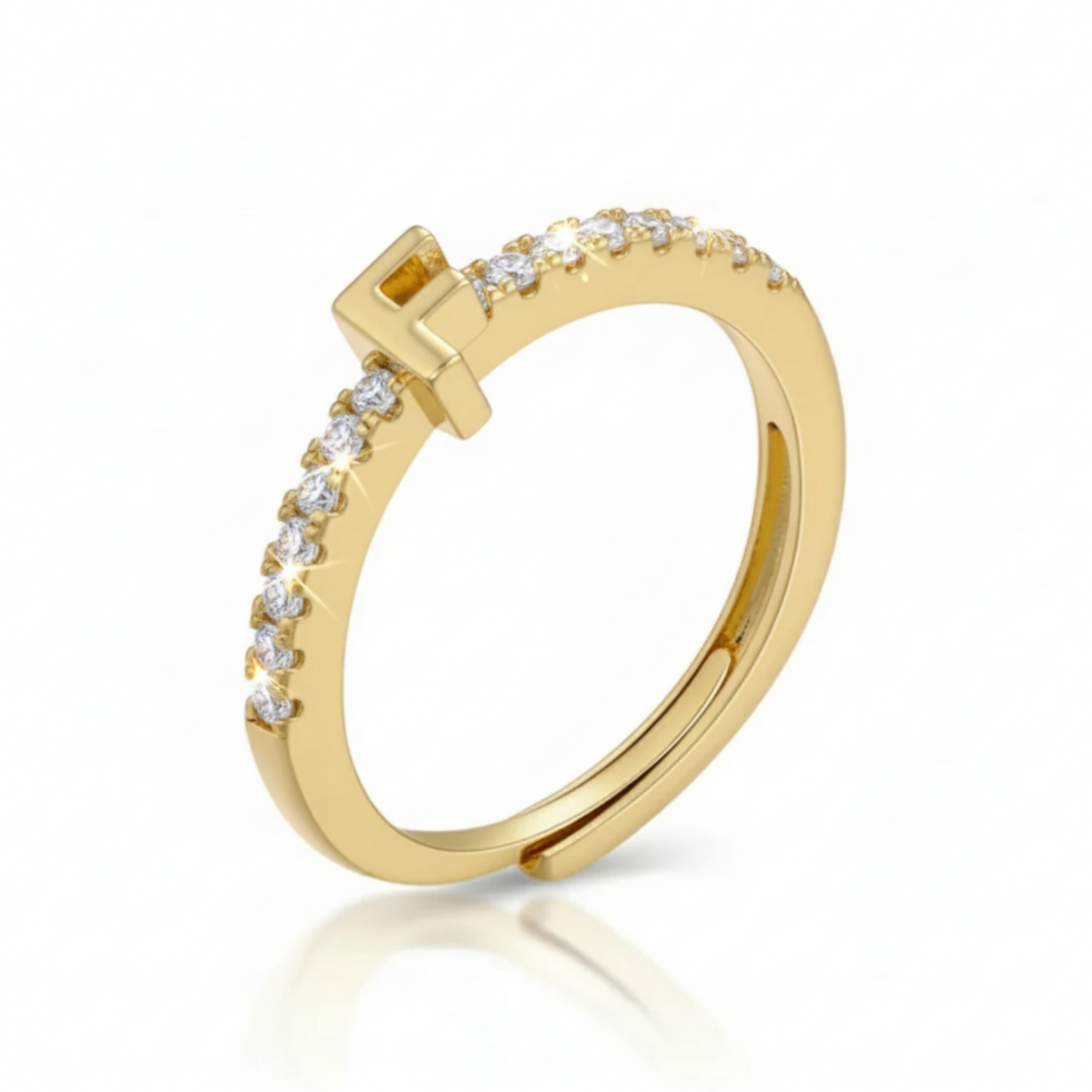 Verstellbarer Initialenring „Sparkle“