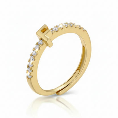 Verstellbarer Initialenring „Sparkle“