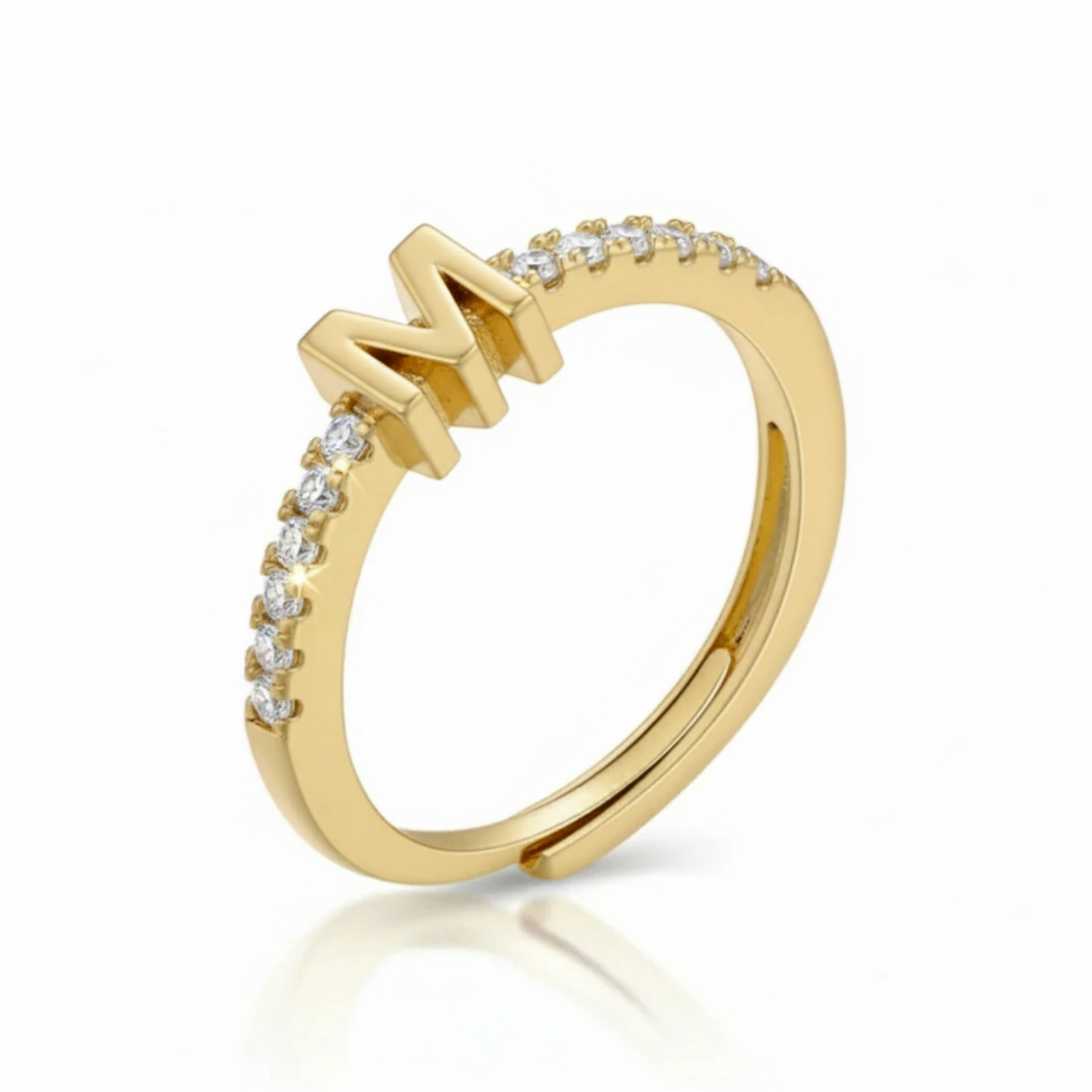 Verstellbarer Initialenring „Sparkle“