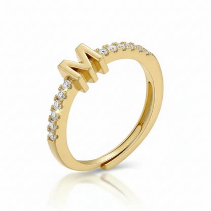 Verstellbarer Initialenring „Sparkle“