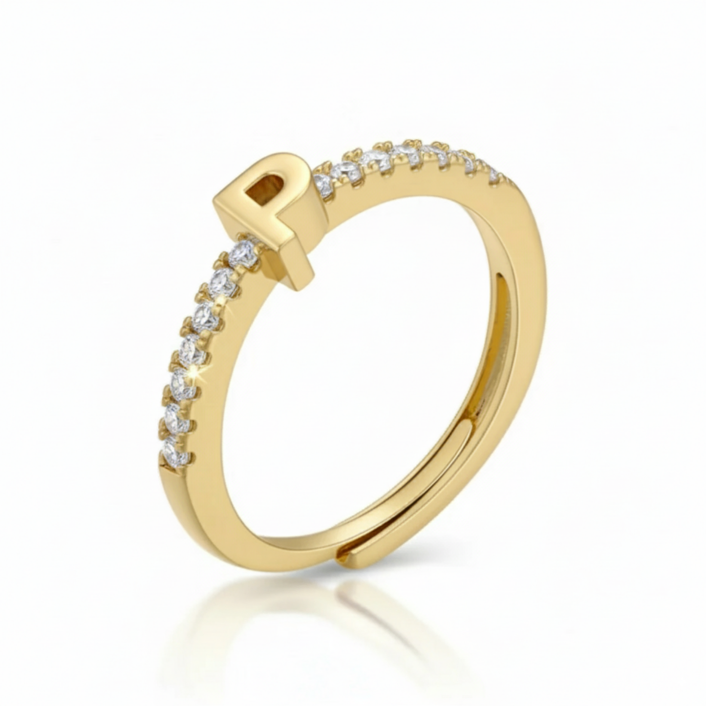 Verstellbarer Initialenring „Sparkle“