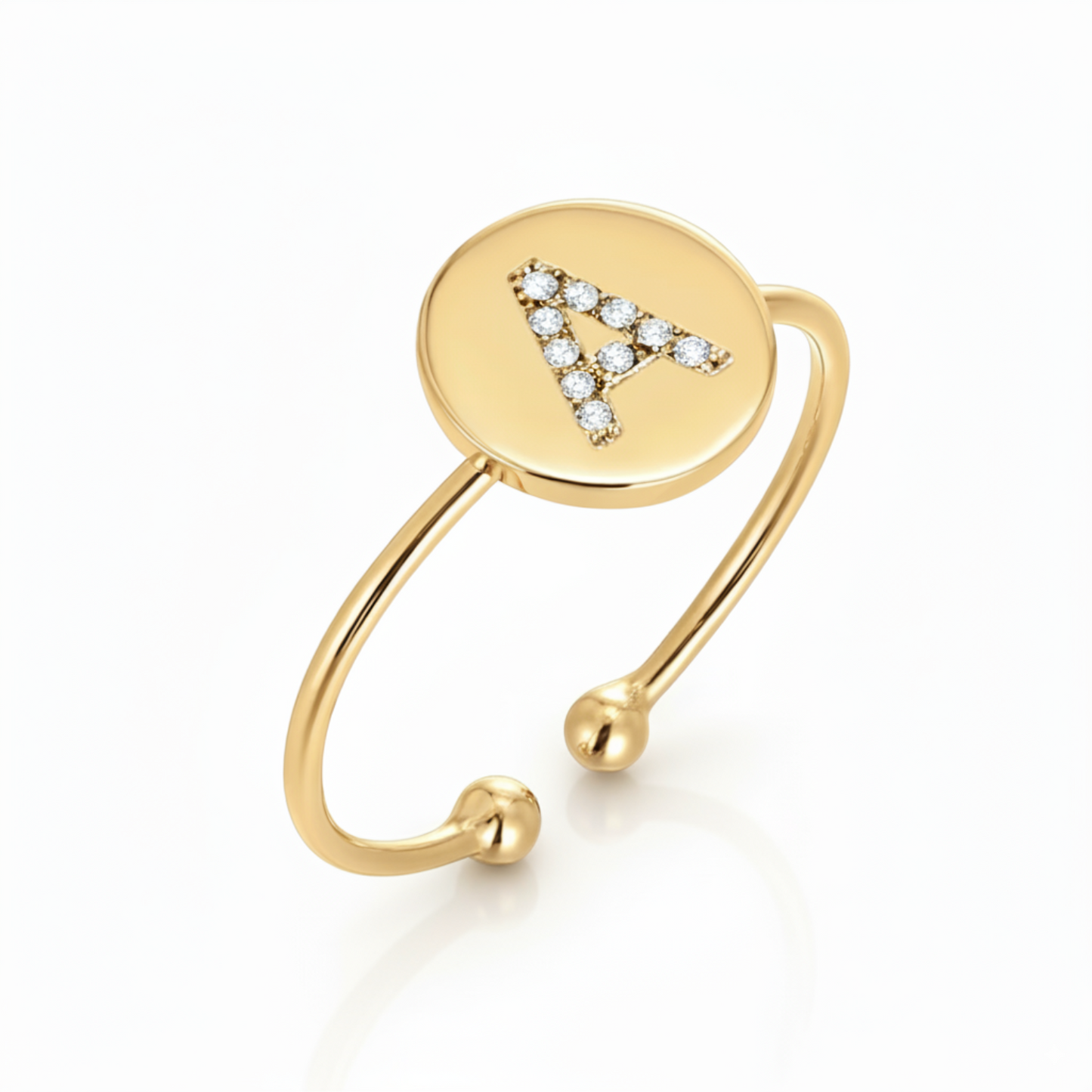Verstellbarer Initialenring „Goldglanz“