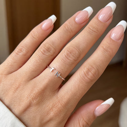 Verstellbarer Initialenring "Doppelmonogramm"