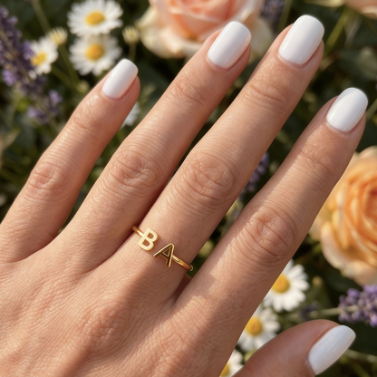 Verstellbarer Initialenring "Doppelmonogramm"