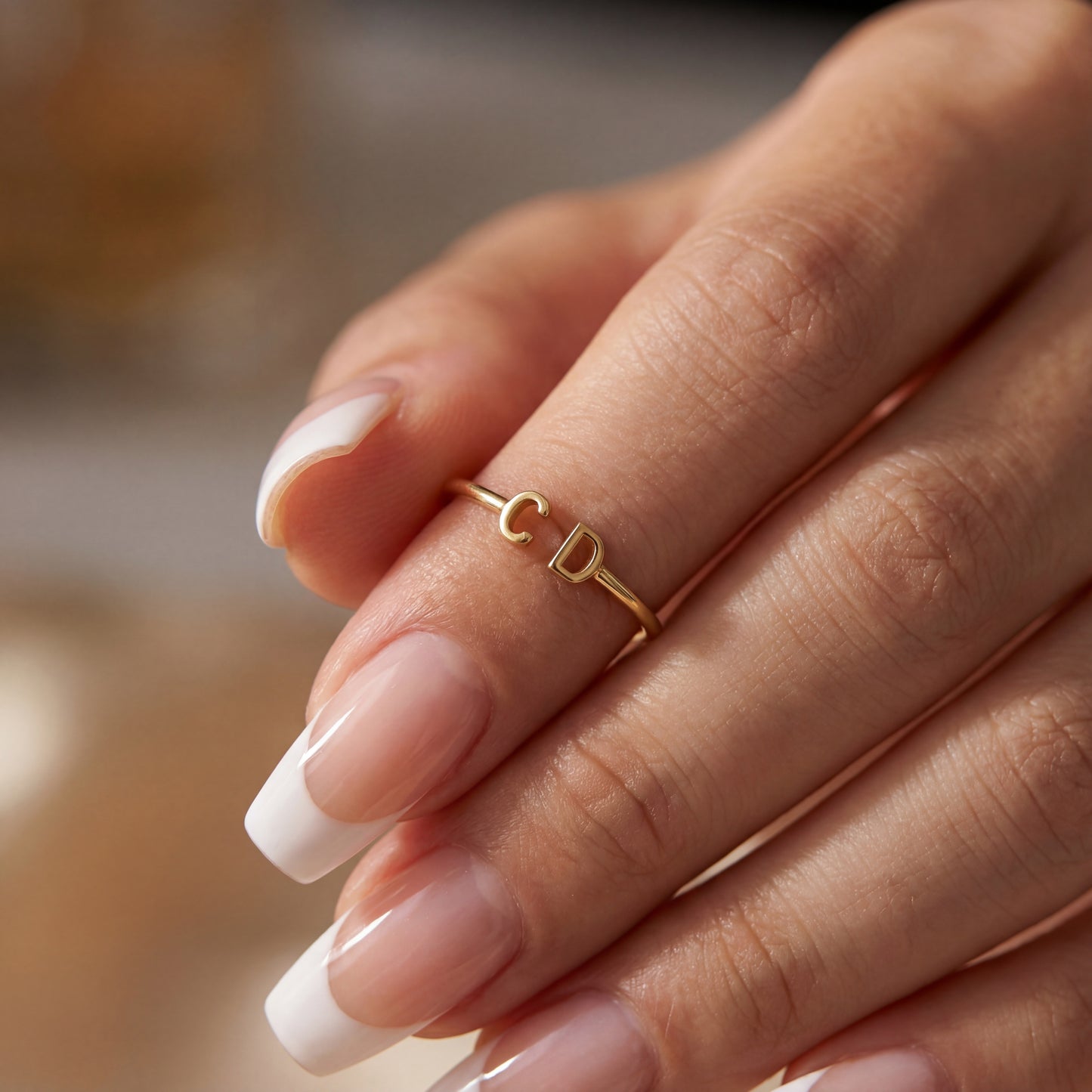 Verstellbarer Initialenring "Doppelmonogramm"