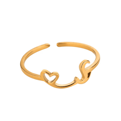 RICCARDI - BAGUE AJUSTABLE "Initial Heart Ring" - Riccardi