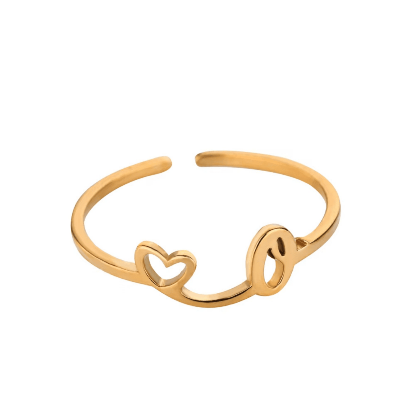 RICCARDI - BAGUE AJUSTABLE "Initial Heart Ring" - Riccardi