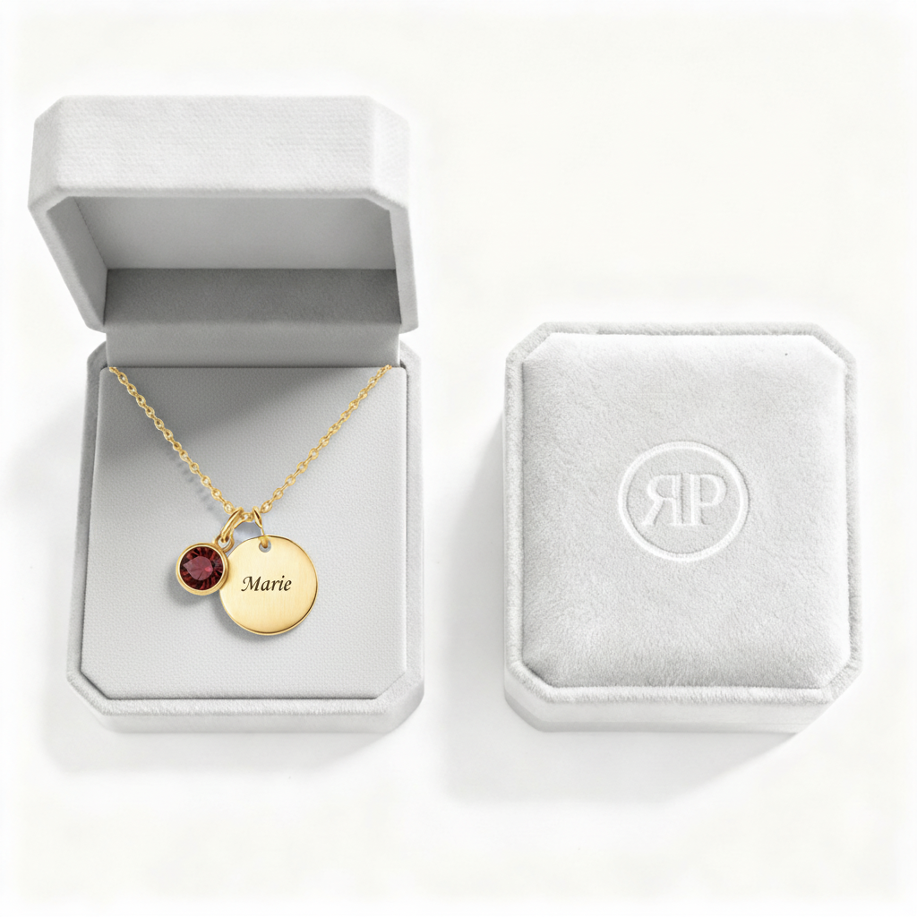 Gravierte Halskette "Geburtsstein-Scheibe"